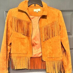Chelsea and Violet Camel Fringe Jacket